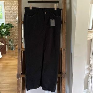 Supermom Denim Maxi Skirt With Eyelet Pocket And Frayed Hem BLACK 29 NEW UK